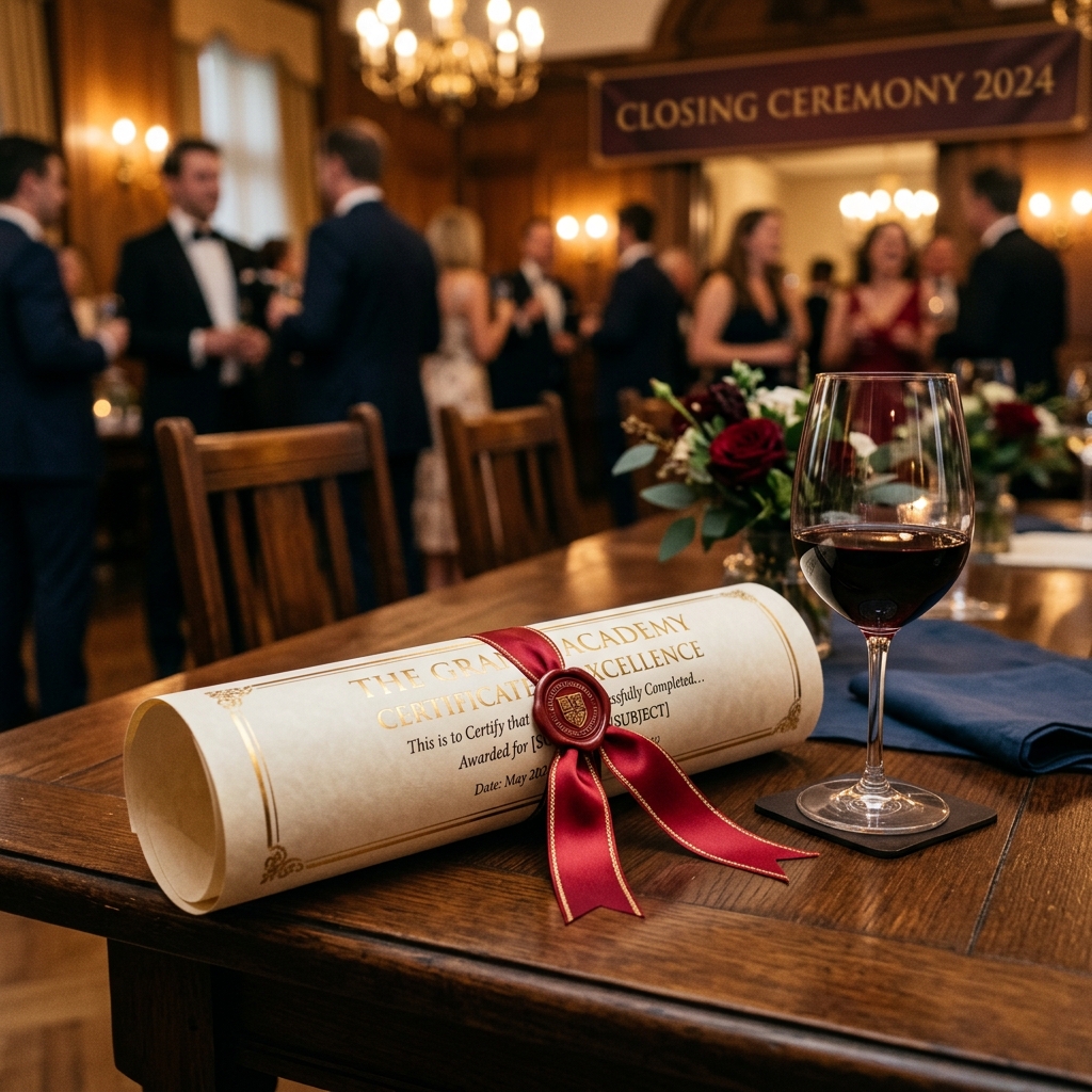 Diploma y vino de despedida